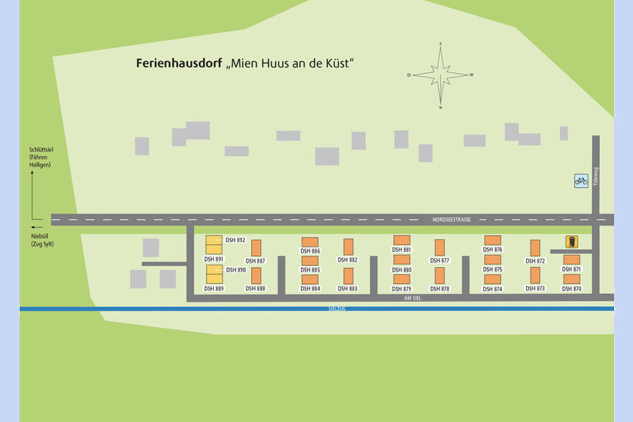 Dagebüll an der Nordsee, gegenüber der Insel Föhr – Lageplan Ferienhausdorf